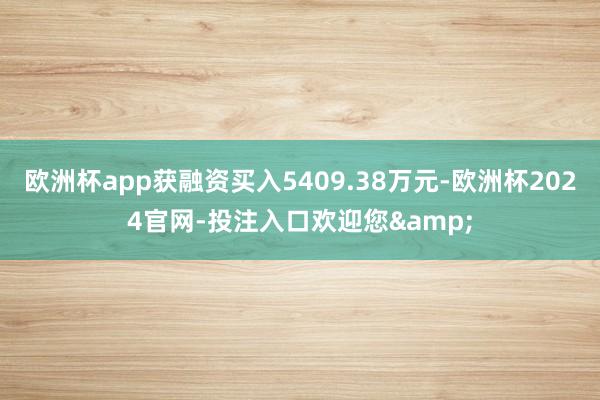 欧洲杯app获融资买入5409.38万元-欧洲杯2024官网-投注入口欢迎您&
