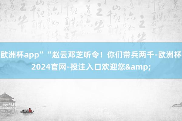 欧洲杯app”“赵云邓芝听令！你们带兵两千-欧洲杯2024官网-投注入口欢迎您&
