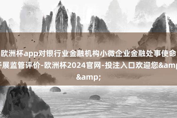 欧洲杯app对银行业金融机构小微企业金融处事使命开展监管评价-欧洲杯2024官网-投注入口欢迎您&