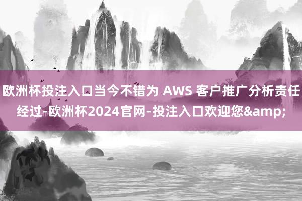 欧洲杯投注入口当今不错为 AWS 客户推广分析责任经过-欧洲杯2024官网-投注入口欢迎您&