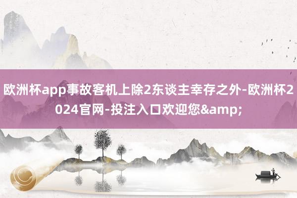 欧洲杯app事故客机上除2东谈主幸存之外-欧洲杯2024官网-投注入口欢迎您&