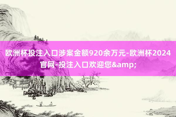 欧洲杯投注入口涉案金额920余万元-欧洲杯2024官网-投注入口欢迎您&