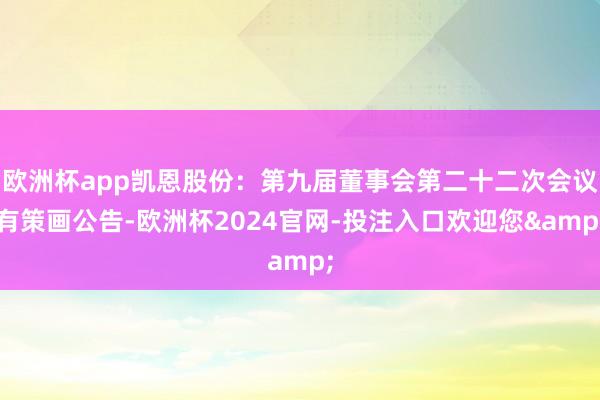 欧洲杯app凯恩股份：第九届董事会第二十二次会议有策画公告-欧洲杯2024官网-投注入口欢迎您&