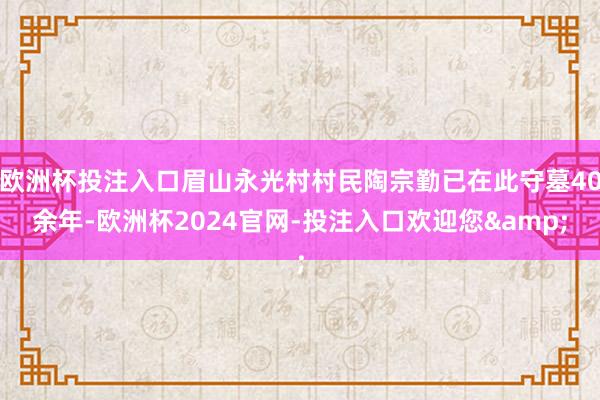 欧洲杯投注入口眉山永光村村民陶宗勤已在此守墓40余年-欧洲杯2024官网-投注入口欢迎您&