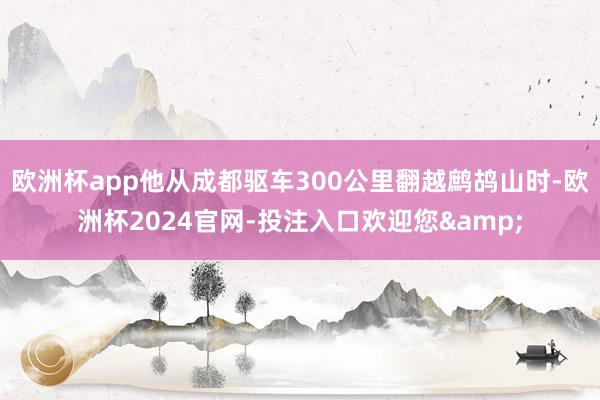 欧洲杯app他从成都驱车300公里翻越鹧鸪山时-欧洲杯2024官网-投注入口欢迎您&