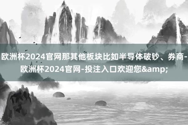 欧洲杯2024官网那其他板块比如半导体破钞、券商-欧洲杯2024官网-投注入口欢迎您&