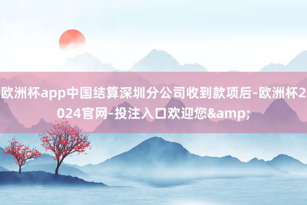 欧洲杯app中国结算深圳分公司收到款项后-欧洲杯2024官网-投注入口欢迎您&