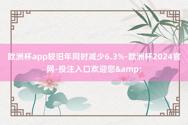 欧洲杯app较旧年同时减少6.3%-欧洲杯2024官网-投注入口欢迎您&
