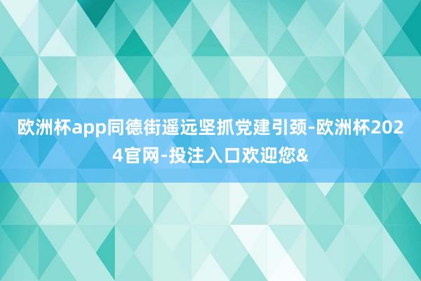 欧洲杯app同德街遥远坚抓党建引颈-欧洲杯2024官网-投注入口欢迎您&