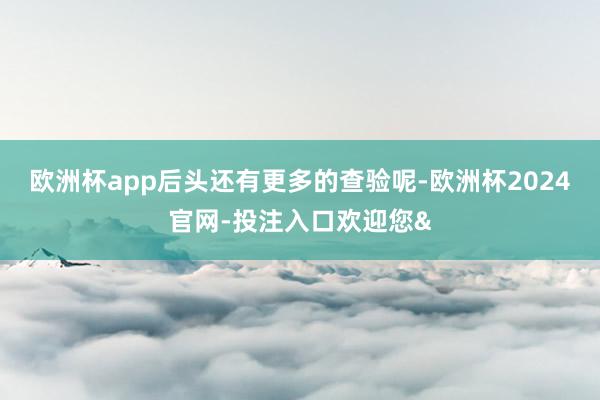 欧洲杯app后头还有更多的查验呢-欧洲杯2024官网-投注入口欢迎您&