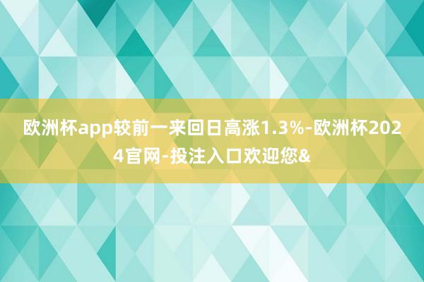 欧洲杯app较前一来回日高涨1.3%-欧洲杯2024官网-投注入口欢迎您&