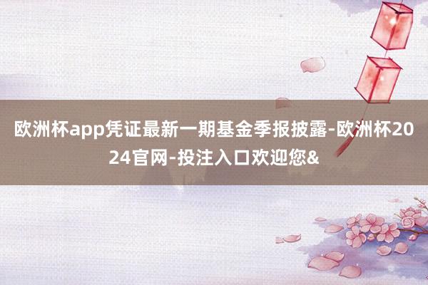 欧洲杯app凭证最新一期基金季报披露-欧洲杯2024官网-投注入口欢迎您&