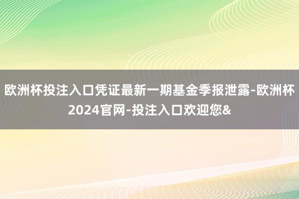 欧洲杯投注入口凭证最新一期基金季报泄露-欧洲杯2024官网-投注入口欢迎您&