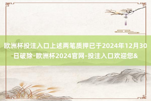 欧洲杯投注入口上述两笔质押已于2024年12月30日破除-欧洲杯2024官网-投注入口欢迎您&