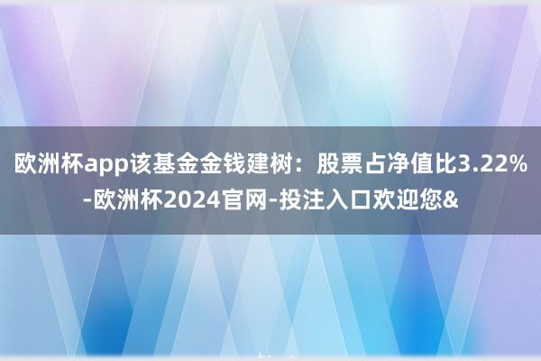 欧洲杯app该基金金钱建树:股票占净值比3.22%-欧洲杯2024官网-投注入口欢迎您&
