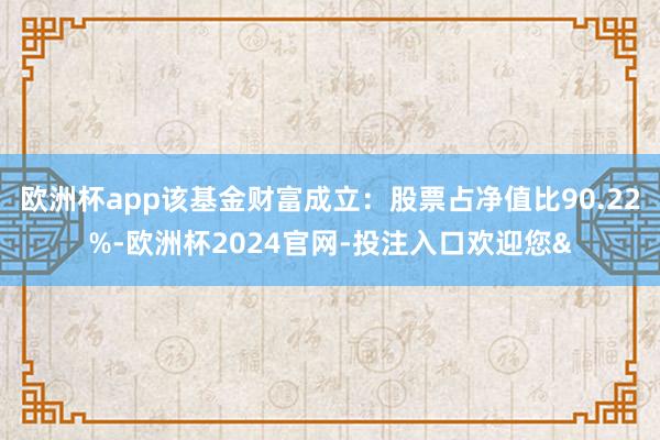 欧洲杯app该基金财富成立:股票占净值比90.22%-欧洲杯2024官网-投注入口欢迎您&