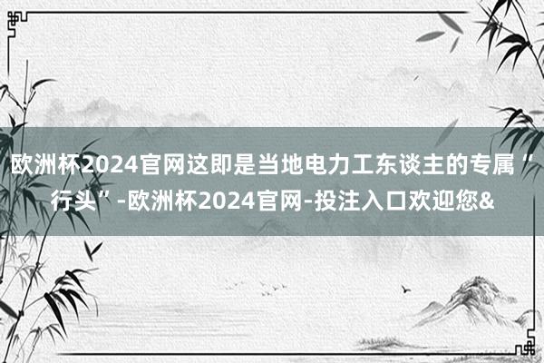 欧洲杯2024官网这即是当地电力工东谈主的专属“行头”-欧洲杯2024官网-投注入口欢迎您&