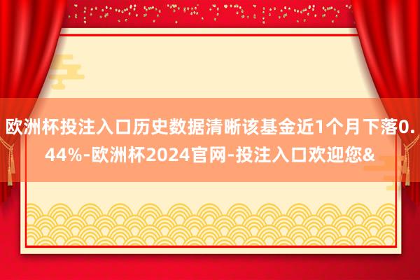 欧洲杯投注入口历史数据清晰该基金近1个月下落0.44%-欧洲杯2024官网-投注入口欢迎您&