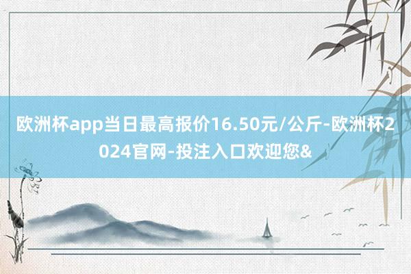 欧洲杯app当日最高报价16.50元/公斤-欧洲杯2024官网-投注入口欢迎您&