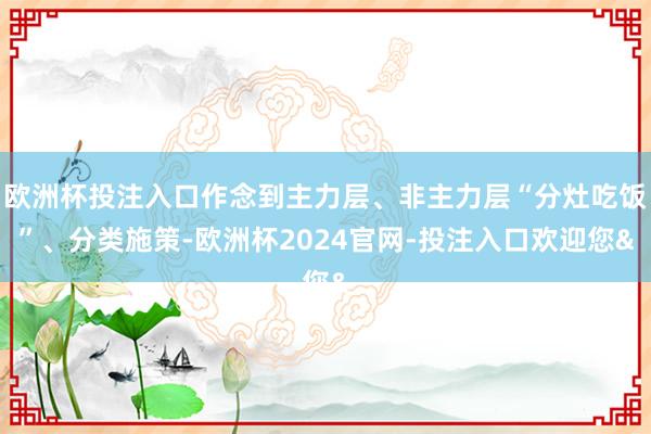 欧洲杯投注入口作念到主力层、非主力层“分灶吃饭”、分类施策-欧洲杯2024官网-投注入口欢迎您&