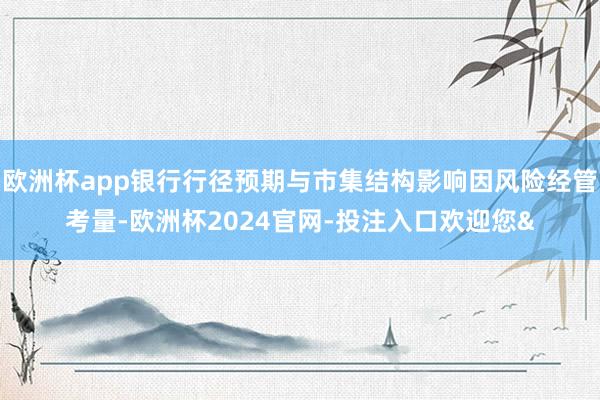 欧洲杯app银行行径预期与市集结构影响因风险经管考量-欧洲杯2024官网-投注入口欢迎您&