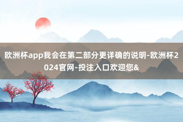 欧洲杯app我会在第二部分更详确的说明-欧洲杯2024官网-投注入口欢迎您&