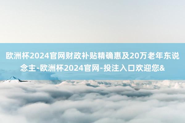 欧洲杯2024官网财政补贴精确惠及20万老年东说念主-欧洲杯2024官网-投注入口欢迎您&