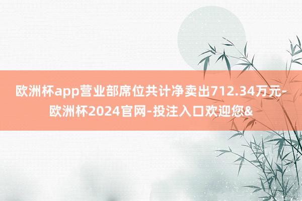 欧洲杯app营业部席位共计净卖出712.34万元-欧洲杯2024官网-投注入口欢迎您&