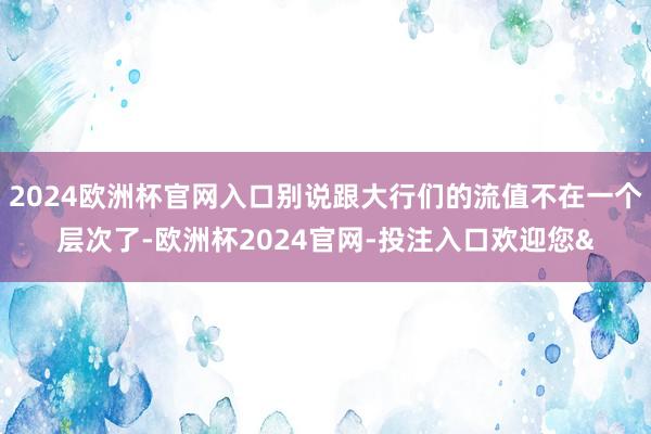 2024欧洲杯官网入口别说跟大行们的流值不在一个层次了-欧洲杯2024官网-投注入口欢迎您&