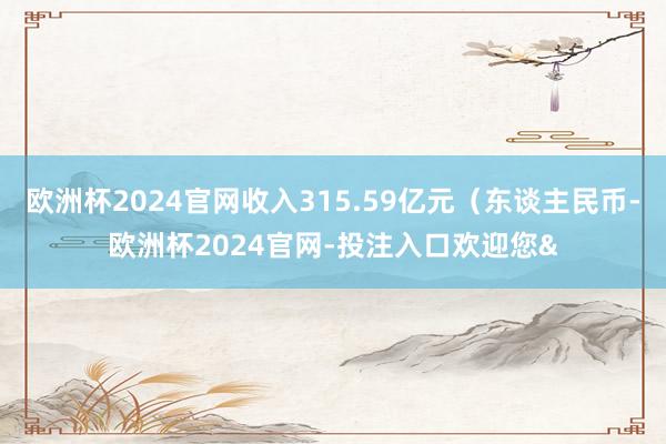 欧洲杯2024官网收入315.59亿元（东谈主民币-欧洲杯2024官网-投注入口欢迎您&