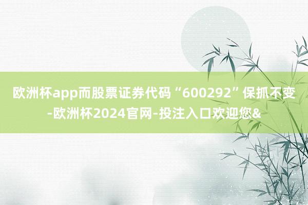 欧洲杯app而股票证券代码“600292”保抓不变-欧洲杯2024官网-投注入口欢迎您&